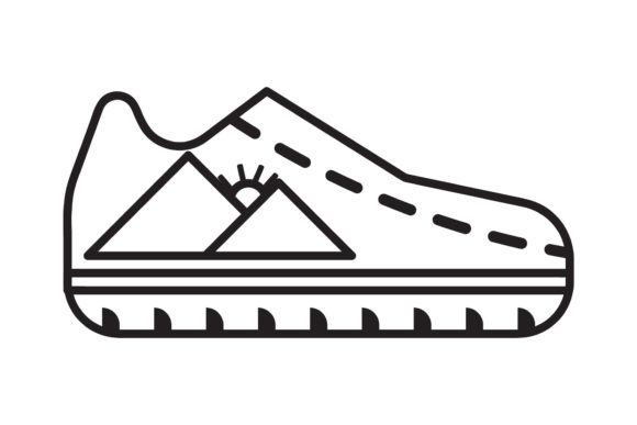 Download Travel Icon Casual Shoes Black Line Art - Premium Bundle
