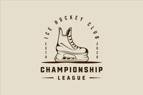 Download Ice Hockey Shoes Logo Line Art Vector - Premium Resources