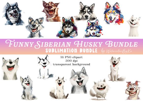Download Funny Siberian Husky Dog Bundle Clipart - Premium Resources