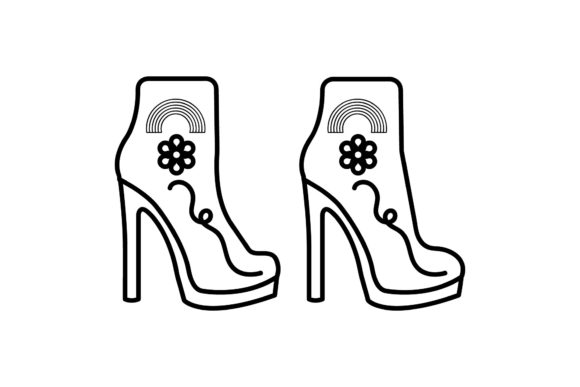 Download Rainbow Icon Girl Shoes Black Line Art - Premium Resources